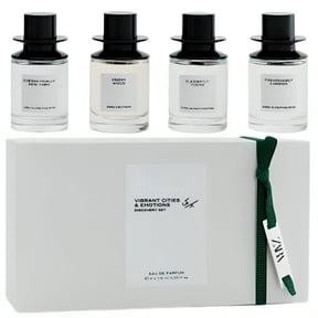 Zara Vibrant Cities and Emotions Discovery Set Perfume for Women Fashionably London Elegantly Tokyo Energetically New York Ebony Wood Jo Loves Collection Eau de Parfum EDP 4x 7.5ml (0.25 fl. oz)