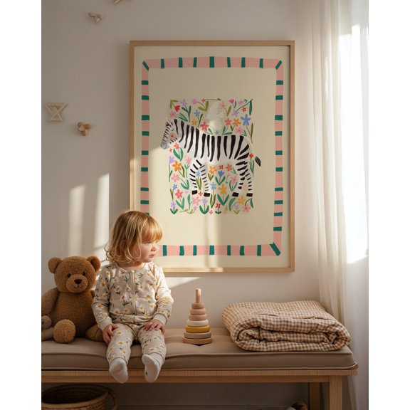 Zara Zebra Colorful Animal Safari Nursery Poster , Poster Print Only