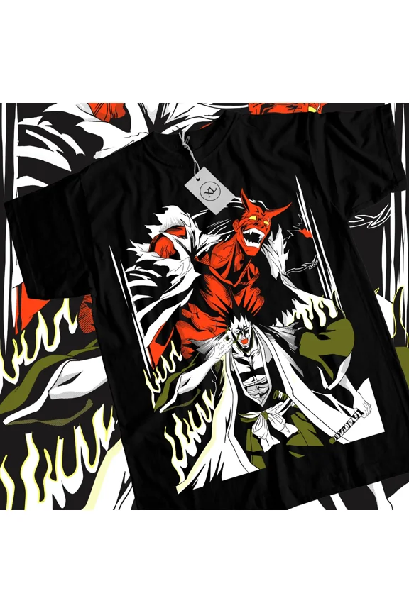 Zaraki Kenpachi T-Shirt Bleach Shirt Black Anime Manga Graphic Tee All Size