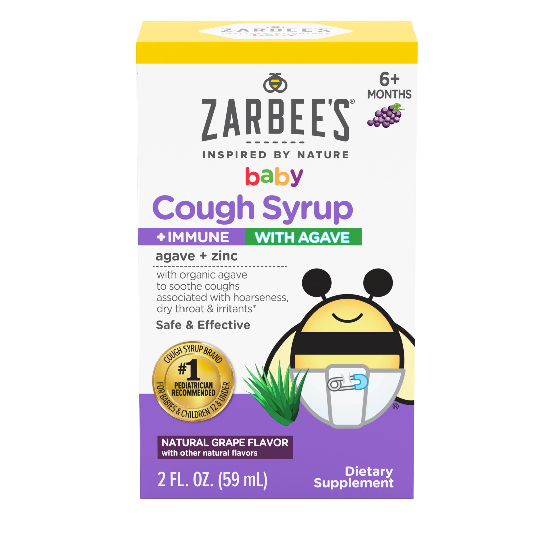 Zarbee's Baby Agave Cough Syrup + Immune Support*, Grape, 2 fl. oz