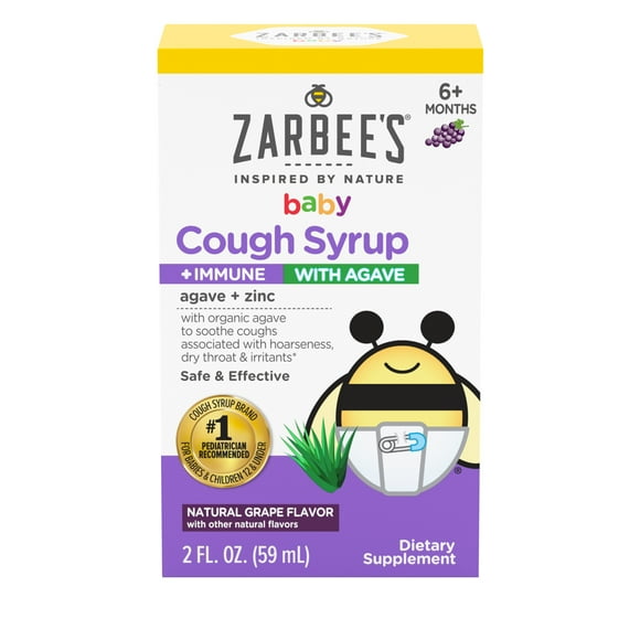 Zarbee's Baby Agave Cough Syrup + Immune Support, Grape, 2 fl. oz