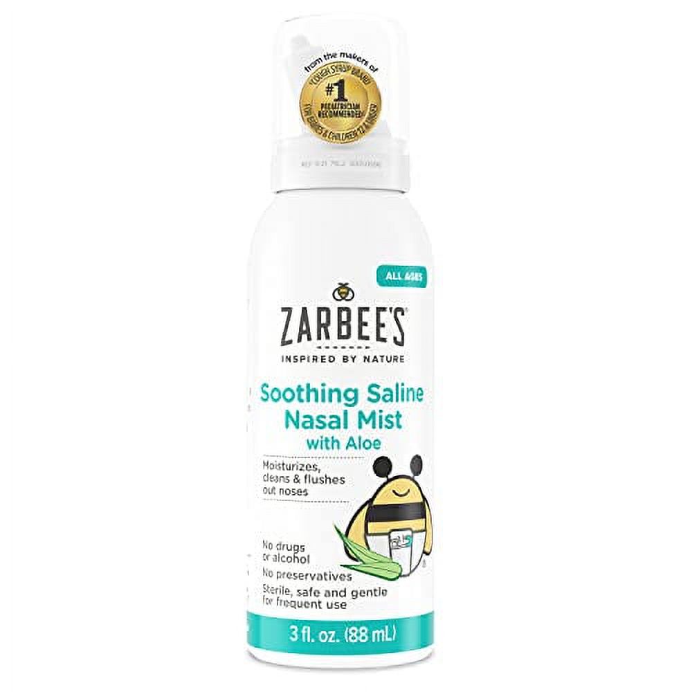Zarbee's Baby Nasal Saline Spray, Soothing Sterile Mist with Aloe