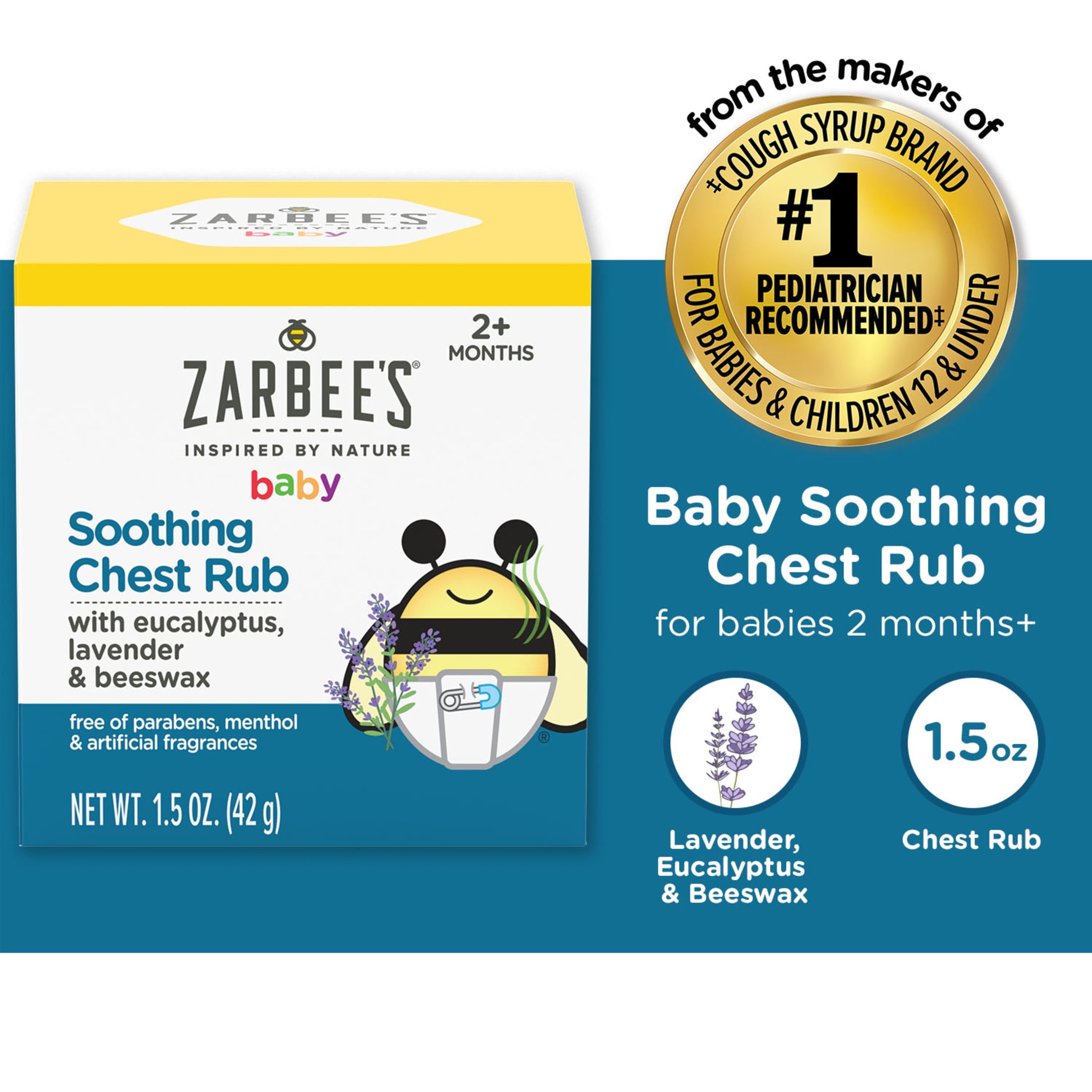 Zarbee's Baby Soothing Chest Rub with Eucalyptus & Lavender, Petroluem