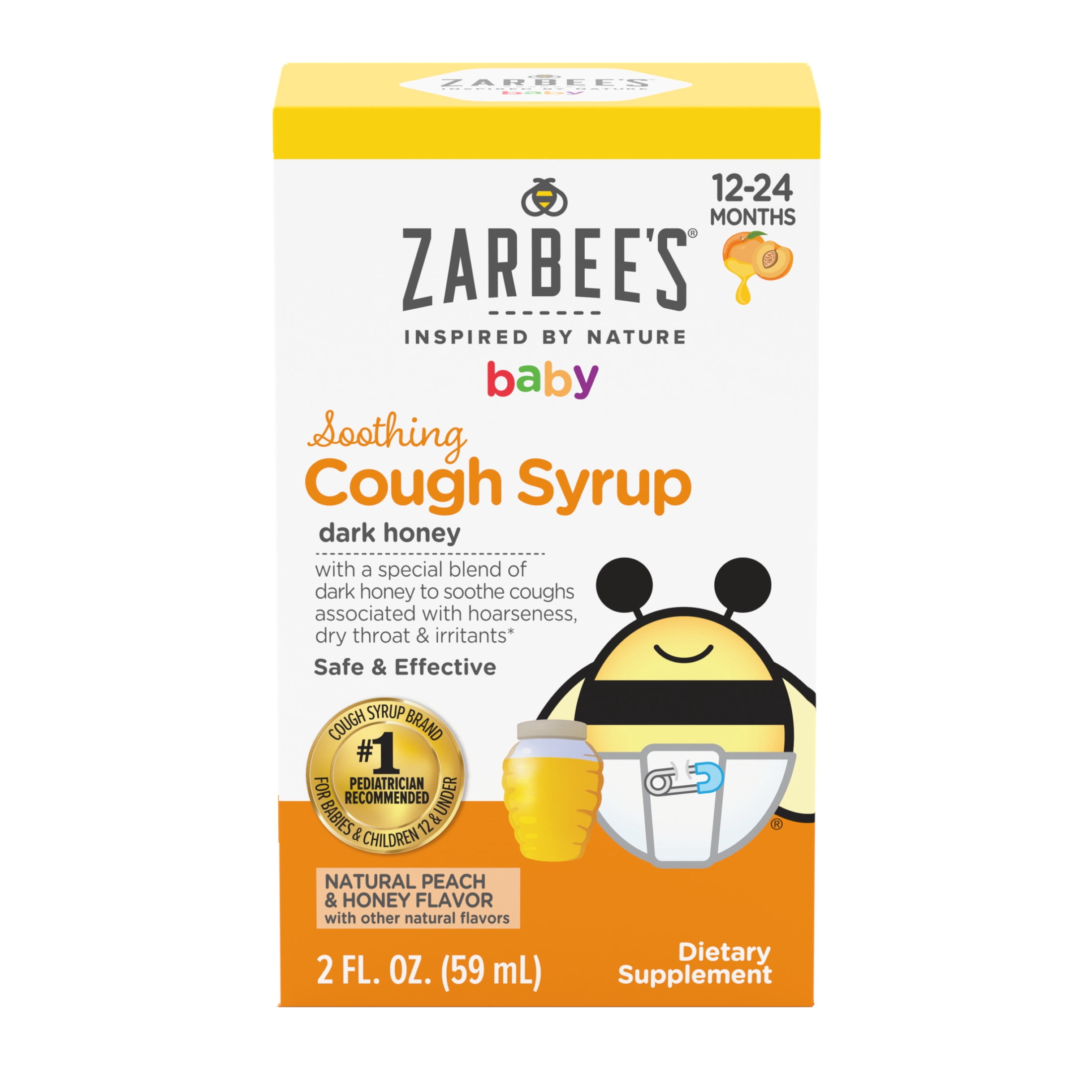 Zarbee's Baby Soothing Honey Cough Syrup, Peach & Honey, 2 fl. oz