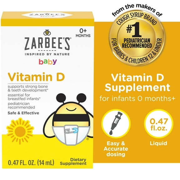 Zarbee's Baby Vitamin D Supplement, 0.47 fl ounces (1 Box)