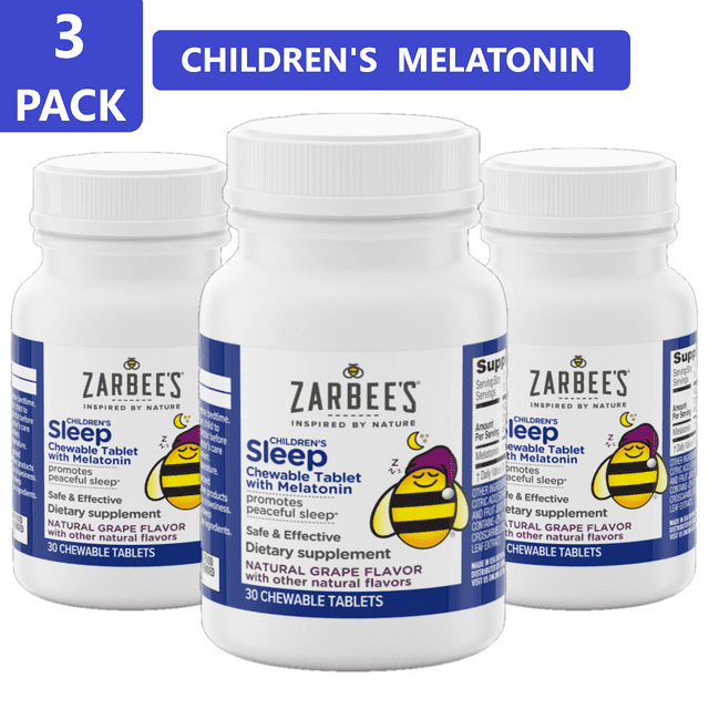 Zarbee's Children’s 3 PACK Sleep Chewable Tablet with Melatonin
