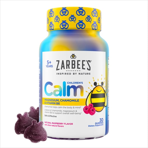 Zarbee's Children's Calm Gummies, Natural Raspberry Flavor, 30 Count