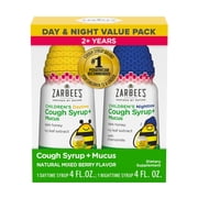 Kids Zarbee’s Cough + Cold Mucus Day and Night Value Pack, Honey, Ivy Leaf, 2x 4 fl. oz.