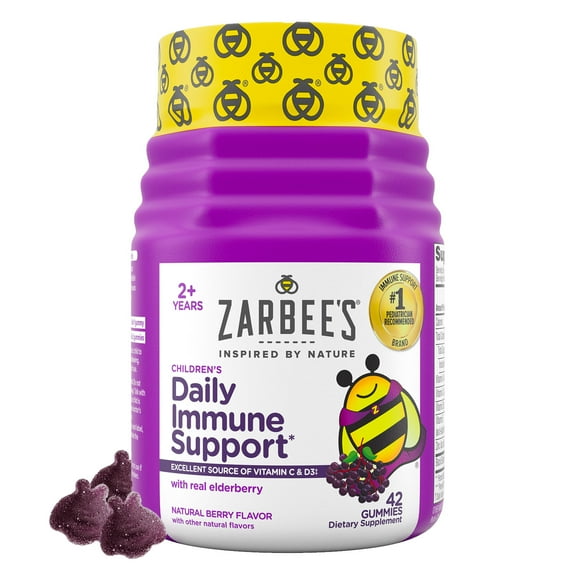 Zarbee's Children's Daily Immune Support* Gummies + Elderberry, 42 Count