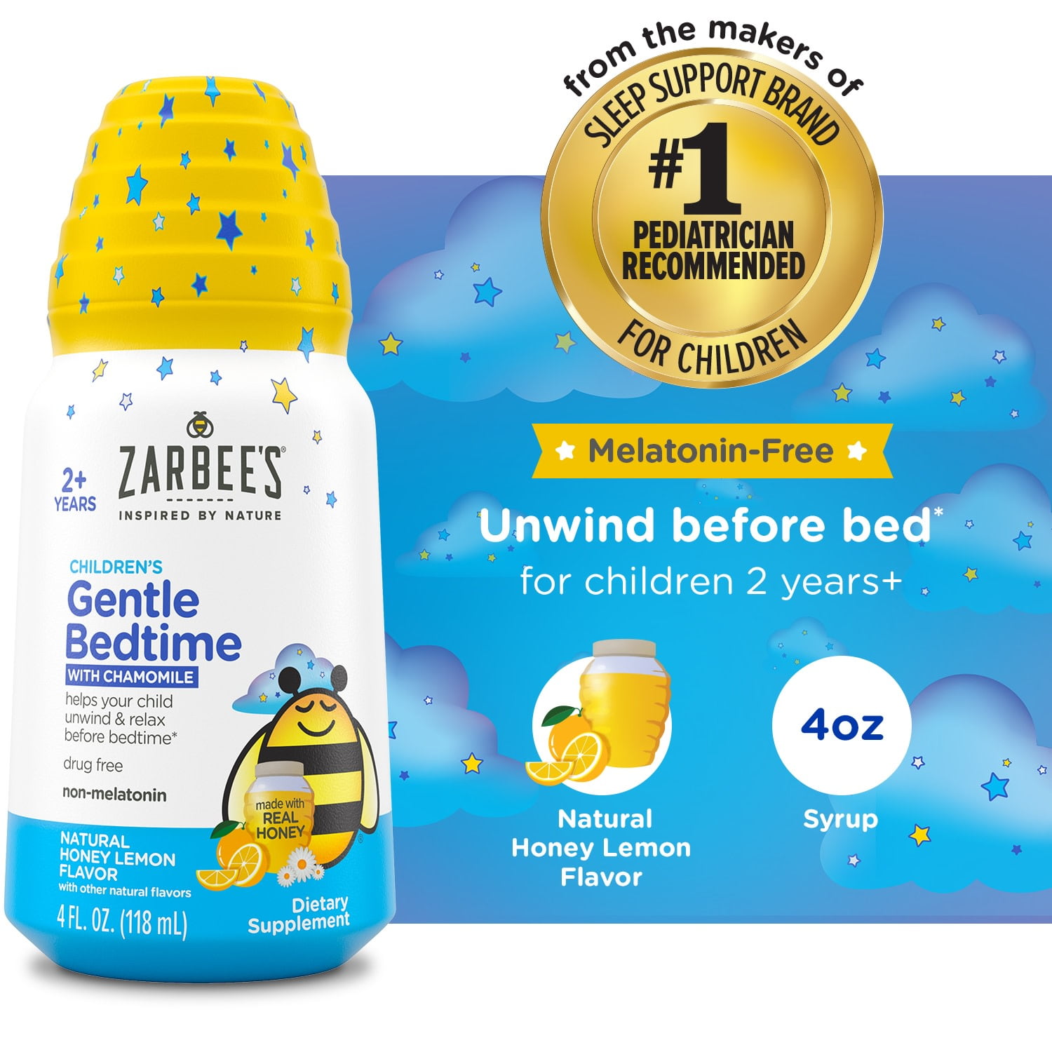 Zarbee's Children's Gentle Bedtime Liquid, Honey Lemon, 4 fl. oz