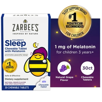 Zarbee's Children's Sleep Chewable Tablet with Melatonin, Grape, 30 Count
