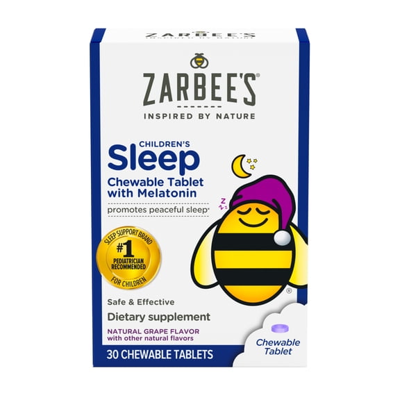 Zarbee's Children's Sleep Chewable Tablet with Melatonin, Grape, 30 Count