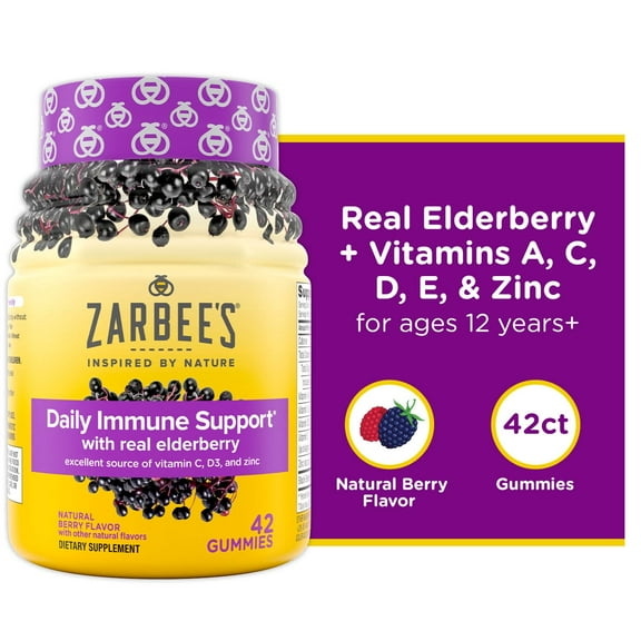 Zarbee's Daily Immune Support* Gummies with Real Elderberry, 42 Count