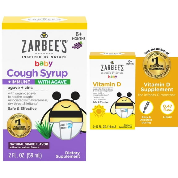 Zarbee's® Baby Agave Cough Syrup & Baby Vitamin D Supplement Bundle