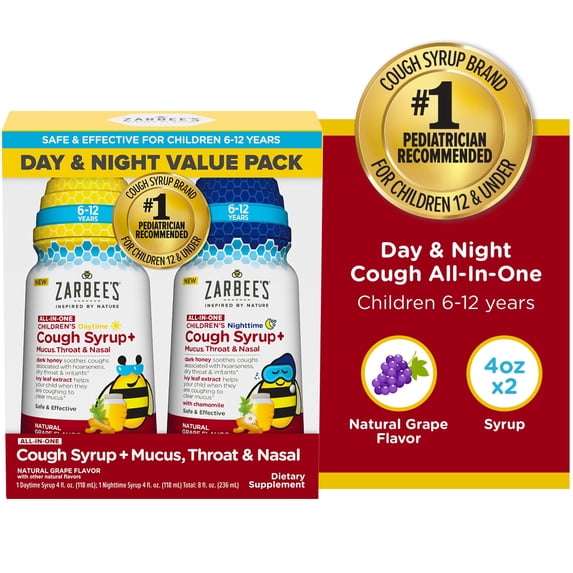Zarbee's Kid's All-in-One Day & Night Cough + Mucus & Throat, 4 fl. oz