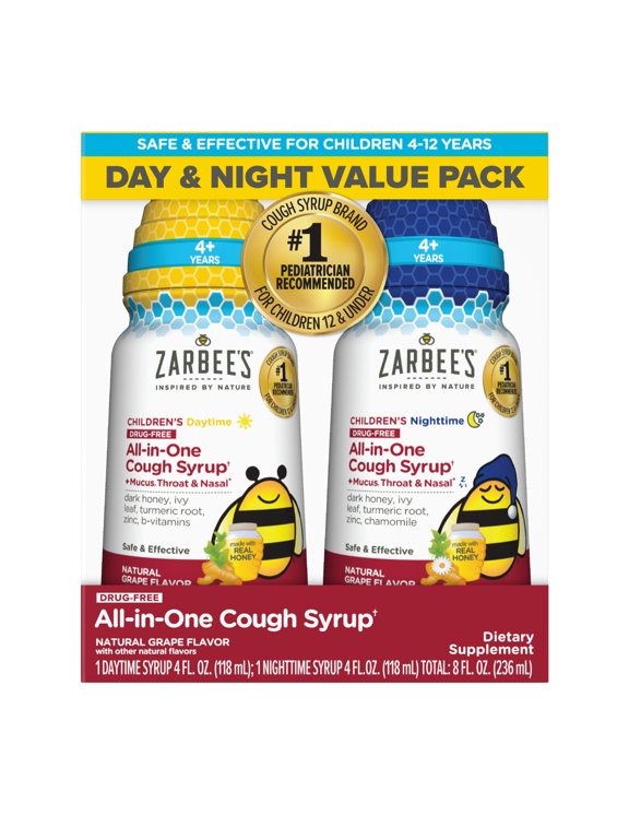 Kid's All-in-One Day & Night Cough + Mucus & Throat, 2 x 4 fl. oz.