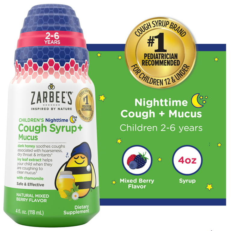 Zarbee's Children's Cough Syrup with Dark Honey Natural Grape Flavor 4 fl  oz (118 ml)