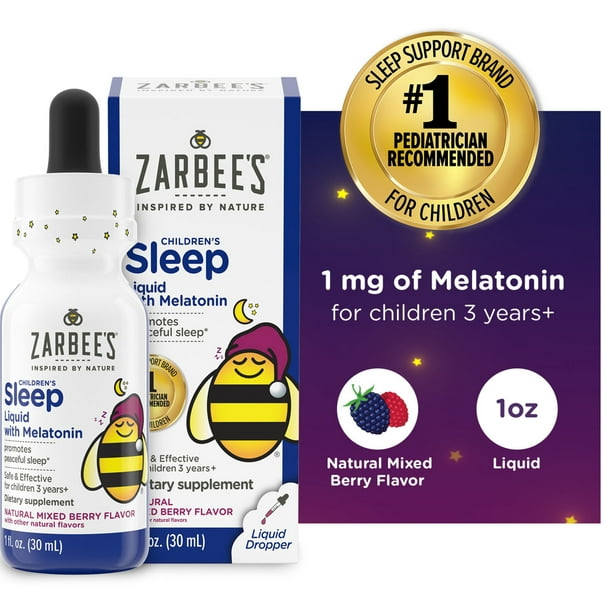 Zarbee’s Kids Sleep Liquid - Melatonin, Non-Habit Forming, Berry, 1 ...