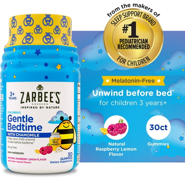 Zarbee's MelatoninFree Gentle Bedtime Gummies for Kids, Helps Children