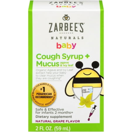 Zarbee's Naturals Baby Cough Syrup + Mucus with Agave & Ivy Leaf, Grape, 2 fl oz