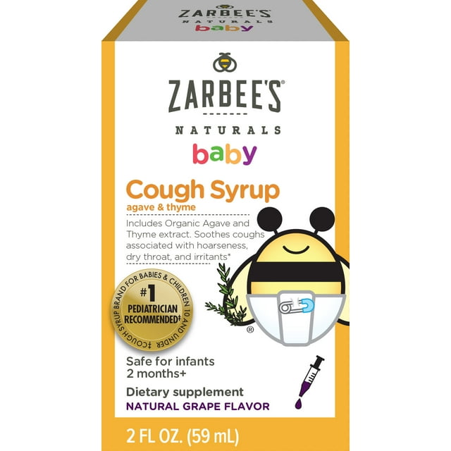 Zarbee's Naturals Baby Cough Syrup with Agave & Thyme, Natural Grape, 2 fl oz