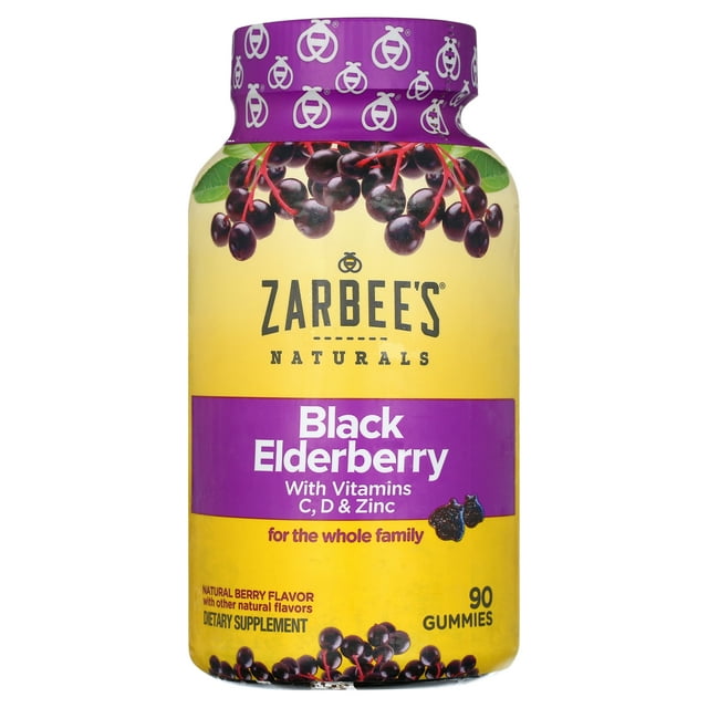 Zarbee's Naturals Black Elderberry with Vitamins C, D and Zinc 90ct Gummies