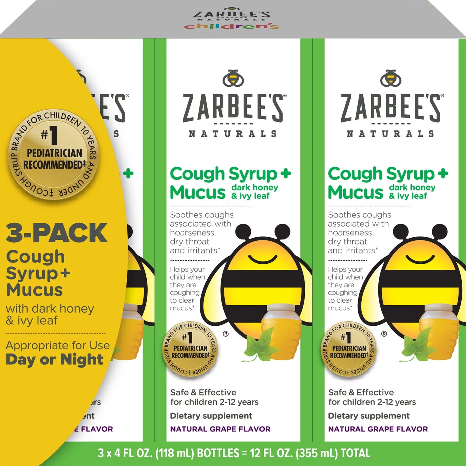 Zarbee's Naturals Children's Cough Syrup + Mucus with Dark Honey & Ivy