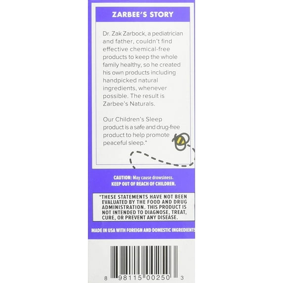 Zarbee's Naturals Children's Sleep Melatonin Supplement Chewable Tablets Grape Flavor - 30 ct, Pack of 2