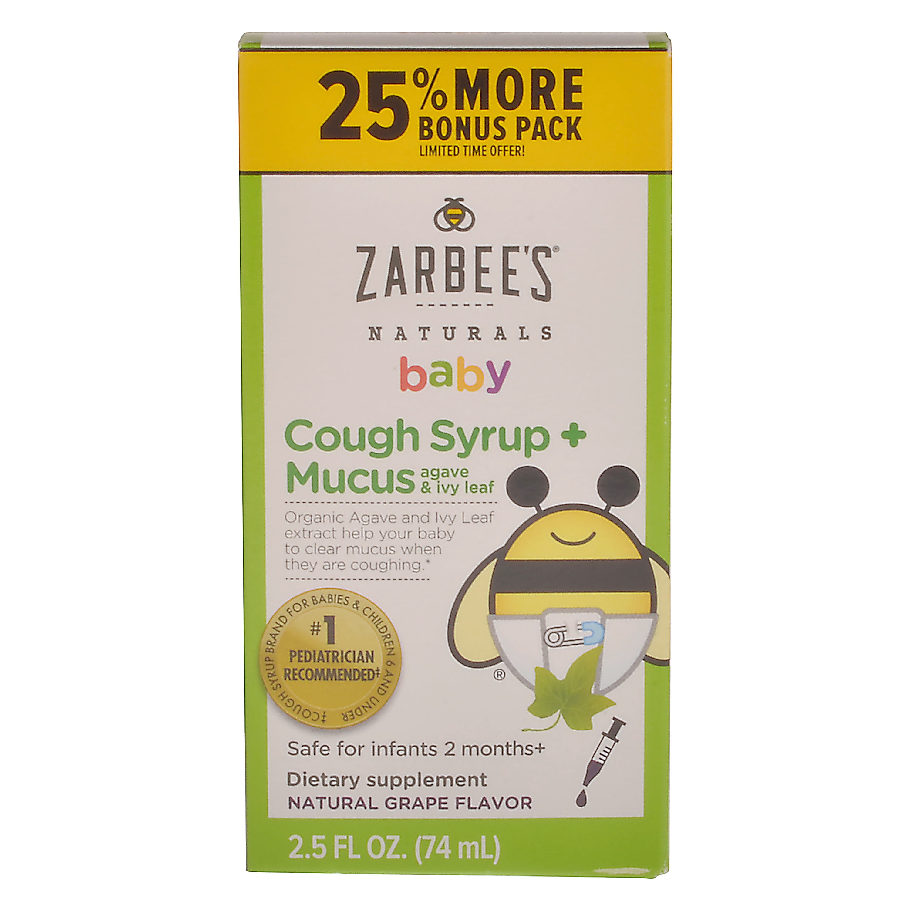 Zarbees Naturals Baby Cough Syrup and Mucus Reducer 2.5 fl. oz. Grape