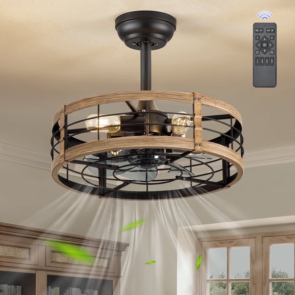 Zardon 18" Brown Antique Caged Indoor Ceiling Fan with Quiet DC Motor, LED Lights, Remote Control, 6 Speeds
