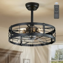 Zardon 20" Black Farmhouse Caged Ceiling Fan with LED Light and Remote, Reversible & Quiet DC Motor, 6 Speeds for Indoor