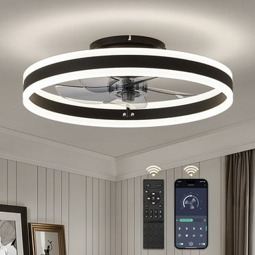 Zardon 20" Smart Flush Mount Ceiling Fan with Light - APP & Remote Control, 6 Speeds & 3 Color Temperatures, Quiet use for Indoor - Black