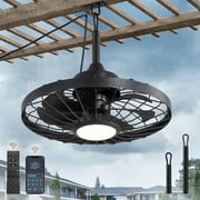 Zardon 20" Outdoor Ceiling Fan with Light and Remote Control, Waterproof Farmhouse Hanging Ceiling fans for Patio Gazebo Porch Pergola, 6 Speeds, APP Control, Black
