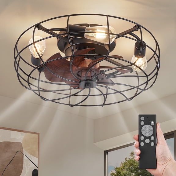 Zardon 20 inch Caged Ceiling Fan with Light, Remote Control, 6-Speed Adjustable, Ideal for Indoor Use
