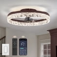 thumbnail image 1 of Zardon 20" Modern Ceiling Fan with Light and Remote, App Control, Low Profile Ceiling Fan for Bedroom, Kitchen, Living Room, Brown, 1 of 8