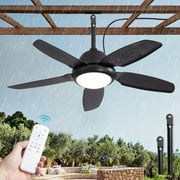 Zardon 42" Modern Outdoor Ceiling Fan with Light and Remote Control – 6-Speed DC Motor, 3 Color Temperatures, Weather-Resistant for Outdoor Spaces-Black