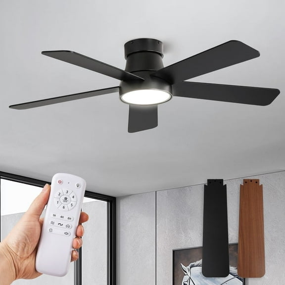 Zardon 42-Inch Ceiling Fan with Light and Remote Control, 6-Speed,for Indoor Use- Black