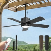 Zardon 42" Outdoor Ceiling Fan with Light & Remote, IP65 Waterproof, Reversible DC Motor for Patio, Gazebo, Pergola - Black