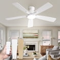 thumbnail image 1 of Zardon 46-Inch Ceiling Fan with Light and Remote Control, 6-Speed, Flush Mount for Indoor Use-White, 1 of 10