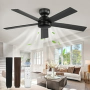 Zardon Ceiling Fans, 48in Ceiling Fans with Remote No Light, 6 Speeds Reversible, for Indoor Outdoor, Black