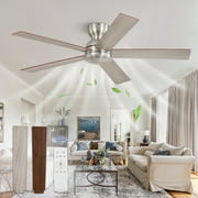 Zardon Ceiling Fans, 48in Ceiling Fans with Remote No Light, 6 Speeds Reversible, for Indoor Outdoor, Nickel