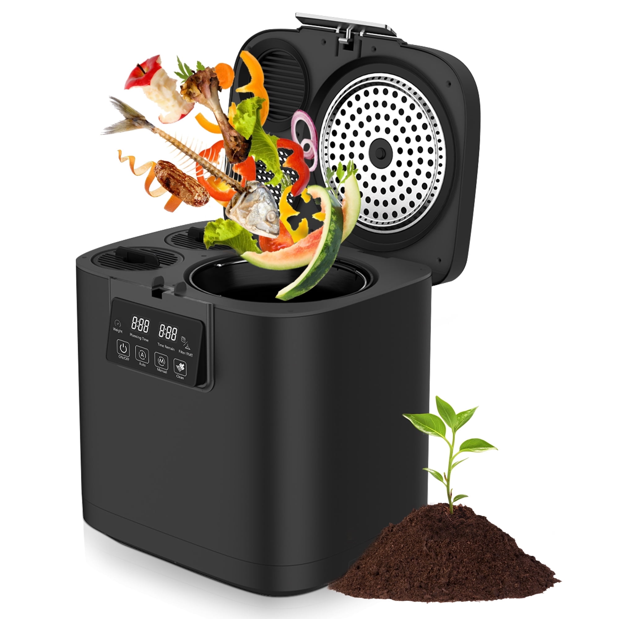 Zardon 4L Electric Indoor & Outdoor Composter with Tri-Blade, Smart ...