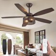 thumbnail image 1 of Zardon 52 inch Ceiling Fan with Light and Remote Control, Brown Finish, Quiet 6-Speed DC Motor, Reversible Blades for Indoor, 1 of 8