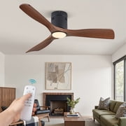 Zardon 52in Ceiling Fans with Remote Control and Light, 6 Speeds Reversible DC Motor, for Bedroom, Living Room, Indoor, Outdoor, Black and Walnut