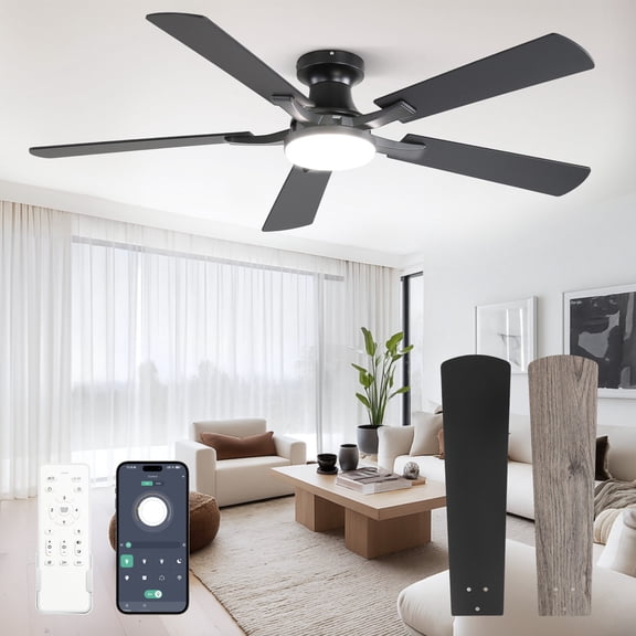 52 Inch Gold Downrod Ceiling Fan with Light and Remote Control for ...
