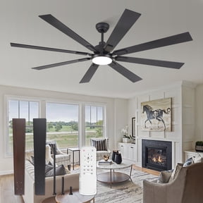 Zardon 72 inch Modern Ceiling Fan with Light and Remote Control, Large Ceiling Fan with Quiet DC Motor, 6 Speeds, 8 Reversible Blades for Indoor Outdoor Space- Black