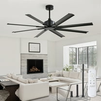 Zardon Modern 72 inch Ceiling Fan No Light, Large Ceiling Fan without Light, Black Ceiling Fan with Remote Control, 6-Speed, Ideal for Indoor Outdoor Space