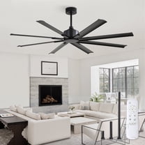 Zardon 72 inch Ceiling Fan No Light, Large Ceiling Fan without Light, Black Ceiling Fan with Remote Control, 6-Speed, Ultra-quiet DC Motor Ideal for Indoor Outdoor Space