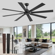 Zardon 72 inch Ceiling Fan with Remote Control, Ultra-Quiet, 6-Speed DC Motor, 8 Blades for Indoor Use, Black
