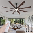 thumbnail image 1 of Zardon 72 inch Ceiling Fans with Lights and Remote, Modern Low Profile Flush Mount Ceiling Fans with 6 Speed Reversible for Indoor Outdoor, Wood Tone, 1 of 8